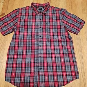 LRG Men's Red and Gray Plaid Shirt